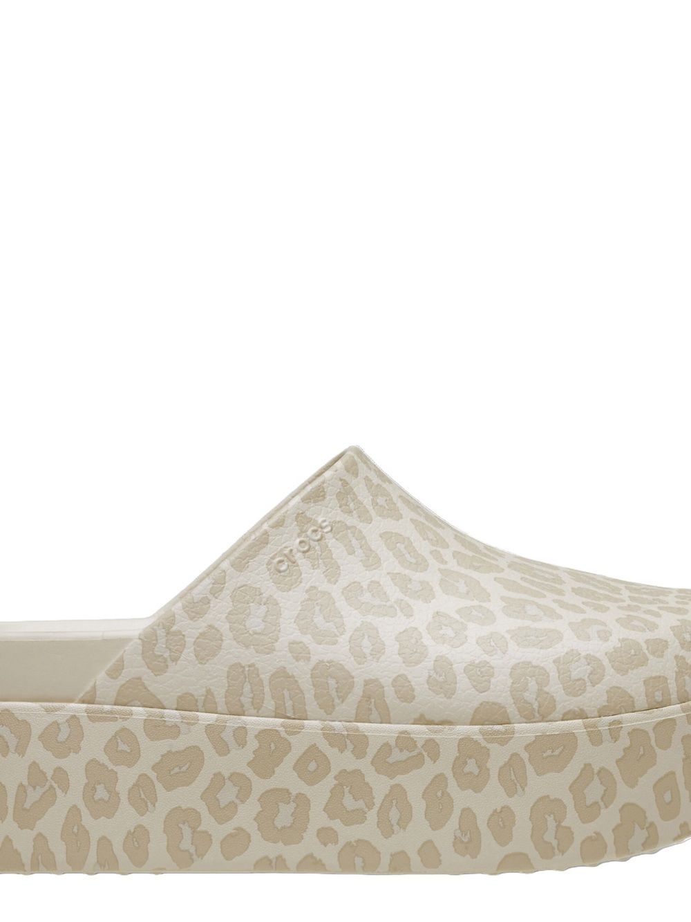 CROCS Women's Beige Leopard-Print Platform Clog Mule